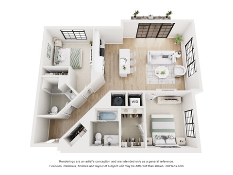Corsair Floor Plan | 1,106-1,123 Sq. Ft. at Aviator Lofts, Virginia